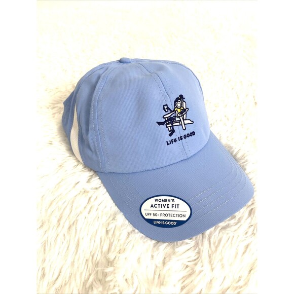 Life is Good Baseball Hat Active Fit  Women's UPF 50 Protection Blue Sky - Picture 1 of 12